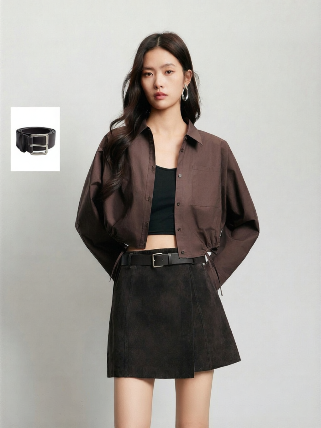 Vero Moda | Autumn Summer New A Line Split Leather Detachable Belt Midi Skirt ราคา 5,828 บาท*ส่งฟรี