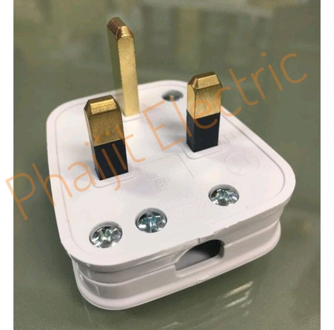 ปลั๊กด้านบนอังกฤษ ปลั๊กโพลาไรซ์มาตรฐาน 3 ขา ด้านบนพร้อมฟิวส์ HW208 Haco