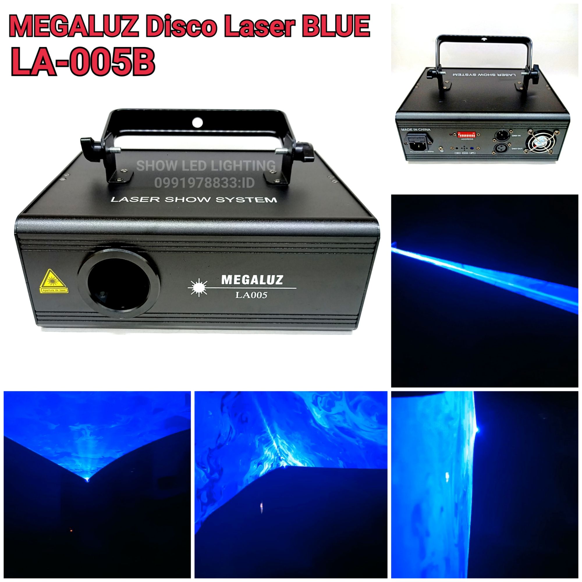 ไฟดิสโก้เทค เลเซอร์ลายเส้น สีน้ำเงิน Megaluz LA005B disco blue laser light ไฟเลเซอร์ดิสโก้ ไฟดิสโก้ ดิสโก้เธค ไฟปาตี้