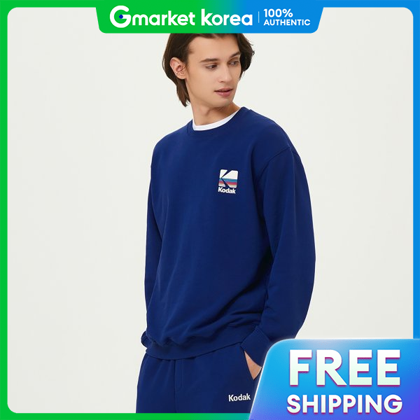 Kodak | Official (Original ,000 Won) Rainbow Big Logo Sweatshirt Blue ราคา 2,522 บาท*ส่งฟรี