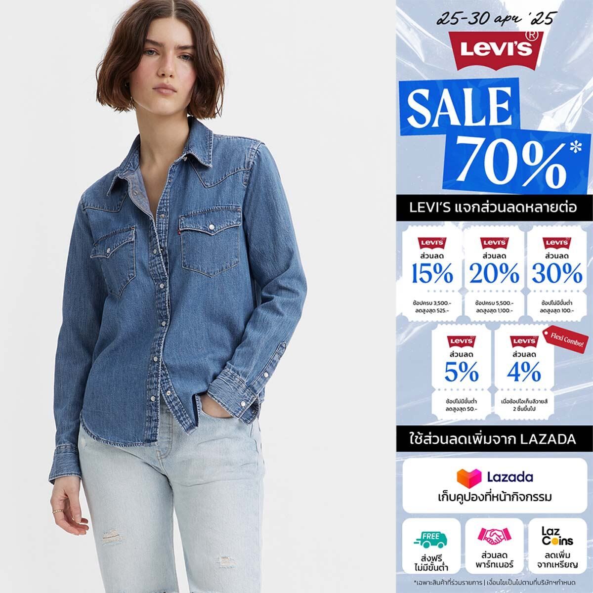 เสื้อเชิ้ตผู้หญิง Levi's® Women's Ultimate Western Shirt ราคา 1,990 บาท*ส่งฟรี