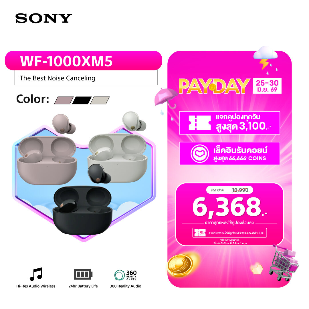 Sony in Ear Headphones Model Wf-1000Xm5 |   Noise Cancelling |   Bluetooth 5.3 |   Ipx4 |   Charging Time 1.5 Hours. |   Battery Life Max. 8 Hrs (Nc on)/Max. 12 Hrs (Nc Off)