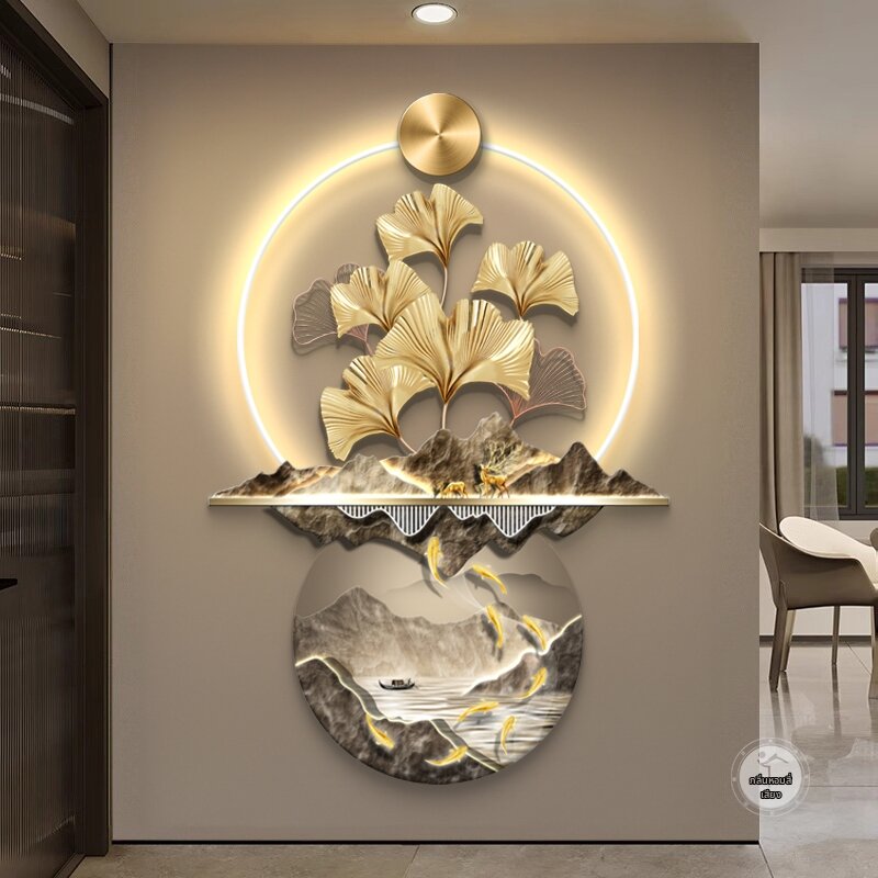 XIANGTUYIN | Silver Ginkgo Leaf Luxury LED Wall Art ราคา 3,732 บาท*ส่งฟรี