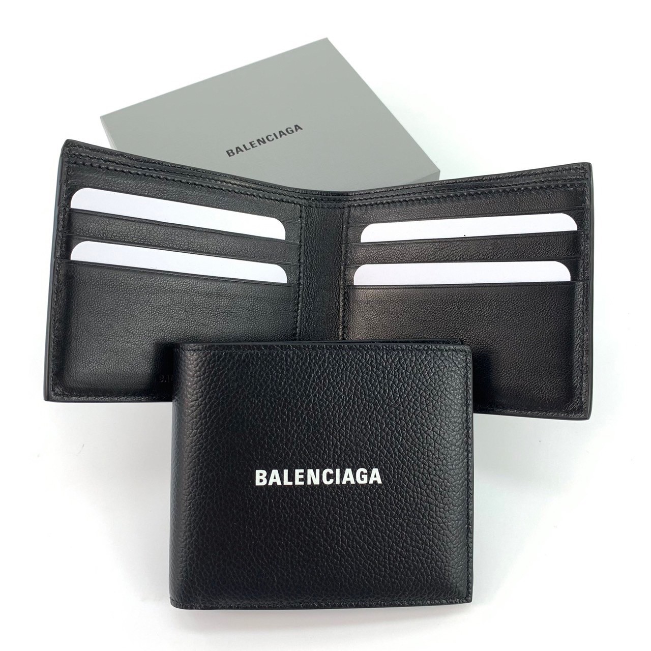 Balenciaga Black Metallized Calfskin Cash Mini Wallet  Fadovn