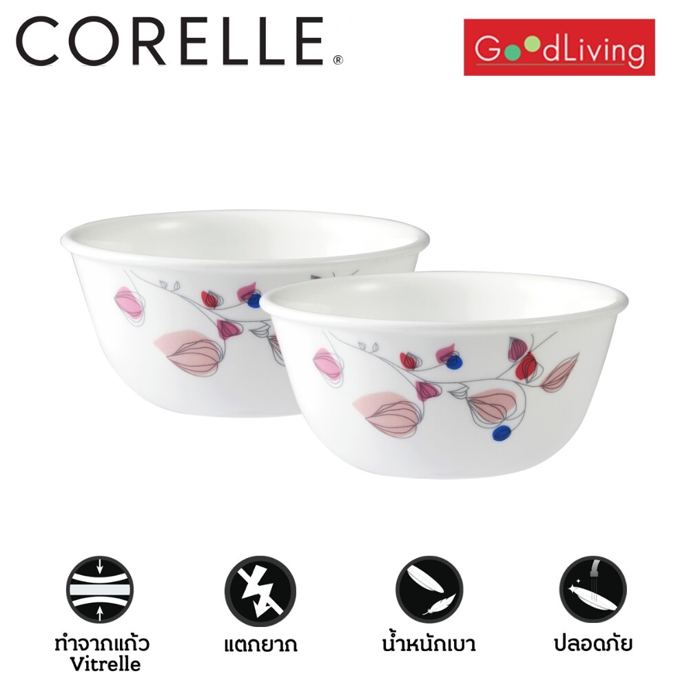 Corelle Pink Breeze ชามอาหาร 900 มล. ขนาด 6.4 นิ้ว (15.5 ซม.) จำนวน 2 ชิ้น / C-03-428-PKB-2 ราคา 785 บาท*ส่งฟรี