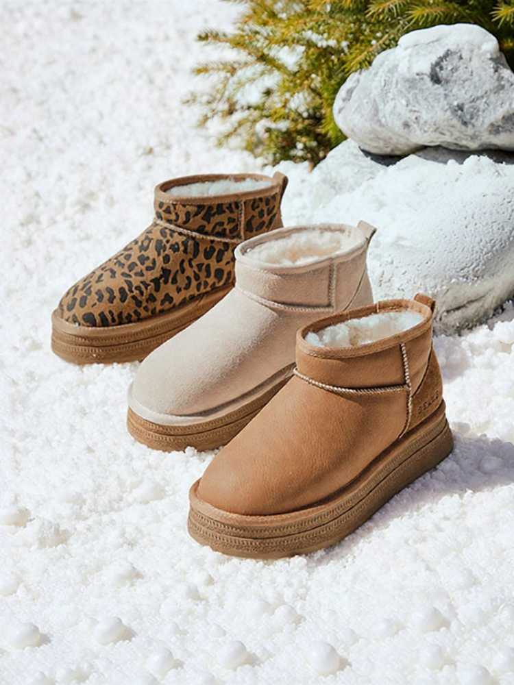 belle | Leopard Print Warm Insulated Wool Ankle Boots - ยี่ห้อ Belle ราคา 3,644 บาท*ส่งฟรี