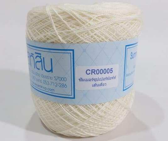 สหสิน ไหมซัมเมอร์ เส้นเดี่ยว#16 สีขาวงาช้าง - น้ำหนัก 200กรัม ต่อ1ม้วน - ใช้ถักเสื้อ ชุดเดรส ผ้าคลุมไหล่ ผ้าปูโต๊ะ ดอยลี่ งานฝีมือต่างๆ - งานละเอียดสวย -สีไม่ตก ไม่ยืด ไม่ย้วย - ไม่ร้อน ไม่ระคายผิว -เสื้อ1-2ม้วน เดรส ใช้3ม้วน