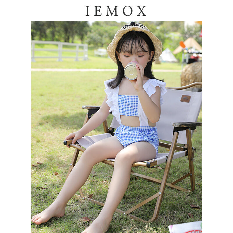 IEMOX IEMOX ชุดเสื้อผ้าตารางชุดว่ายน้ำเด็กหญิงสำหรับเด็กตัวเล็กและกลาง Petpet น่ารักชายหาดเล่นน้ำชุดว่ายน้ำหญิง