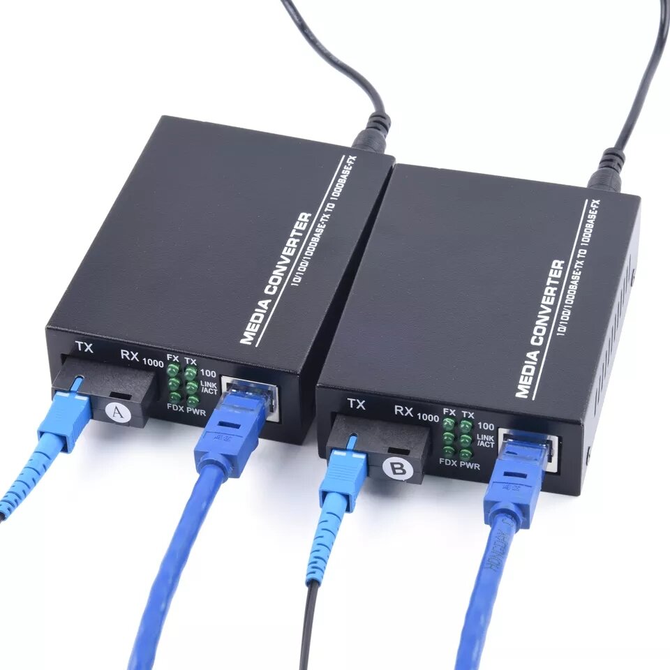 Pair Mbps Fiber Optic Rj Media Converter Gigabit Km Ab Adapter Psshop Network