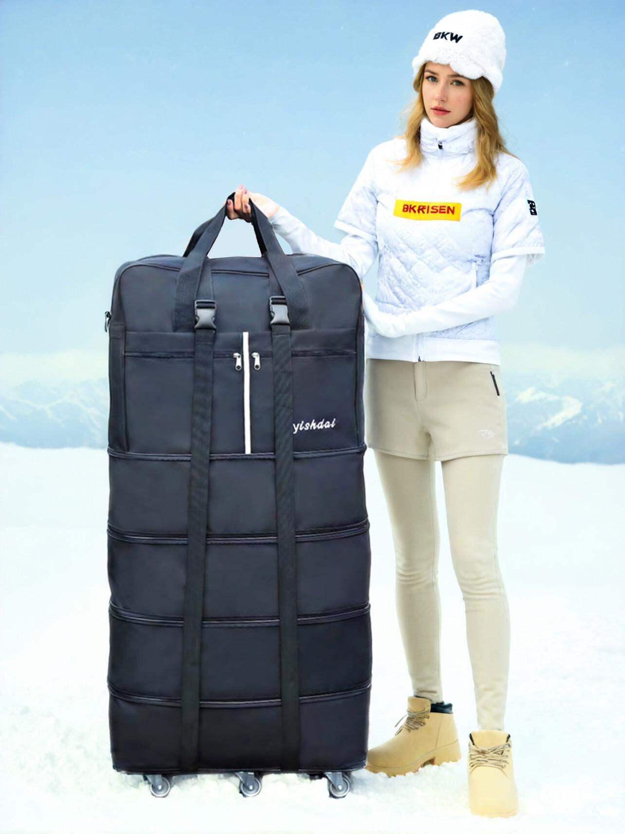 QIANRENSHI | Aerospace Luggage Bag Overseas Student Travel Extra Large Foldable Wheel 158