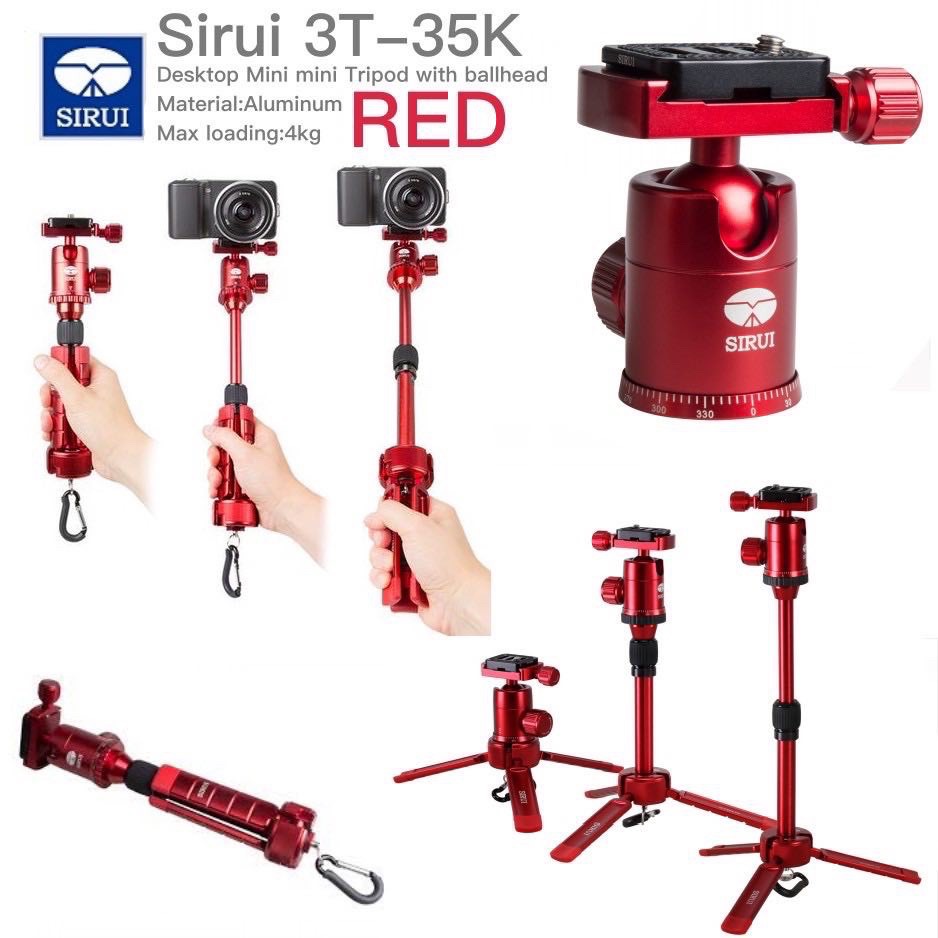 ขาตั้งกล้อง Sirui 3T-35 สีแดง  Desktop Mini Tripod For Camera Aluminum Flexible Monopod  รับประกันศูนย์ 6 ปี