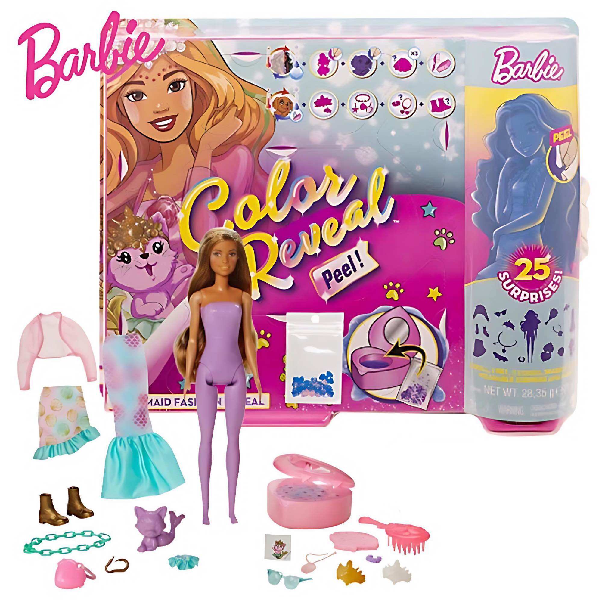 พร้อมส่ง Barbie Color Reveal Peel Fashion Reveal Doll - mermaid บาร์บี้เซอร์ไพร์รุ่นใหม่ล่าสุด มาพร้อมอุปกรณ์ 25 ชิ้น ราคา 2,490 บาท*ส่งฟรี