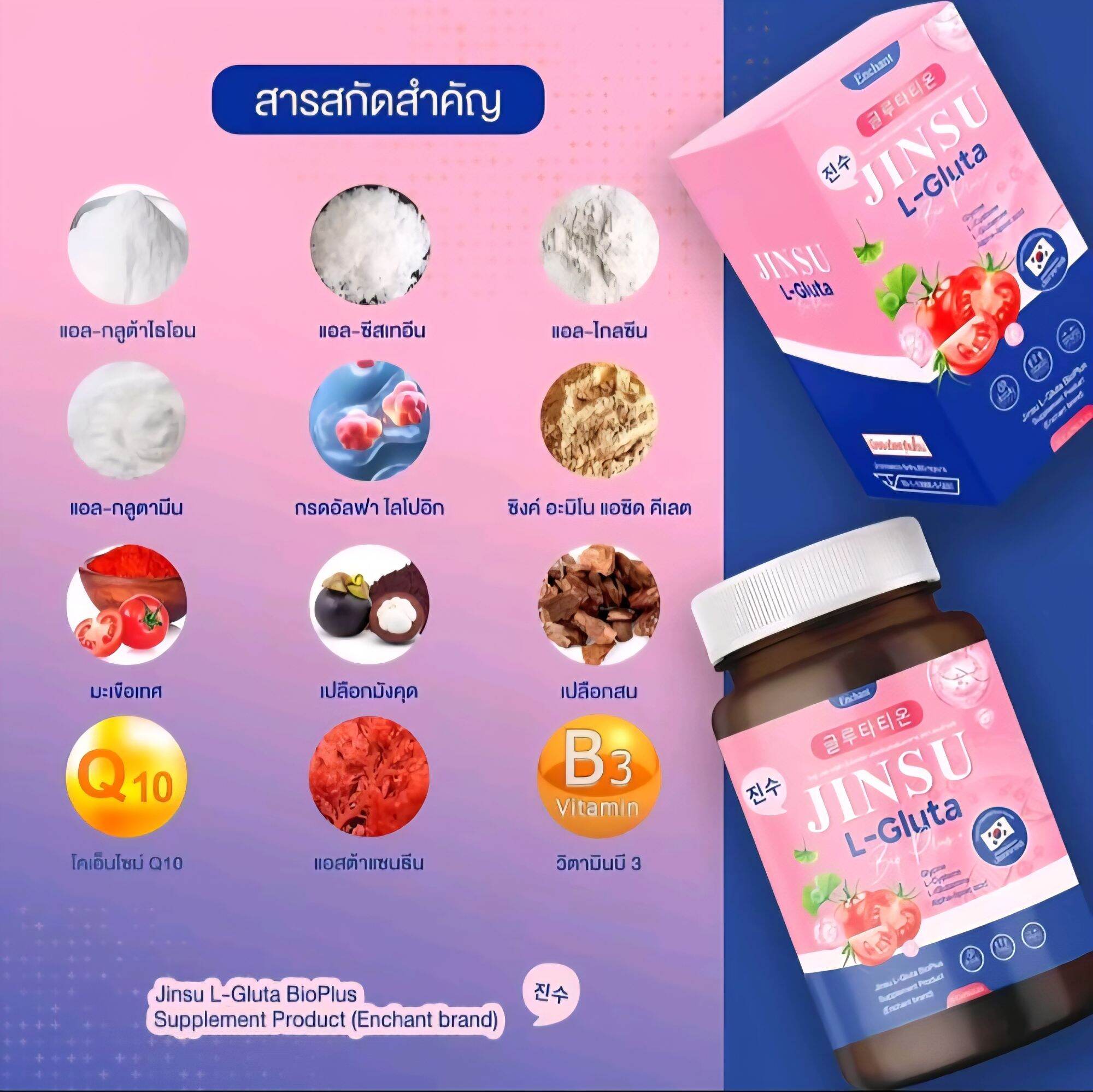กลูต้าจินซู  กลูต้านารา Jinsu L-Gluta Plus. 