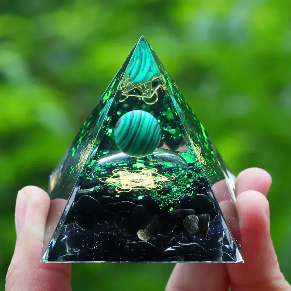 พลังงานพีระมิด Orgonite Reiki ธรรมชาติ Amethyst Ball Healing คริสตัล Chakra เครื่องมือเครื่องประดับเรซิ่นหินหัตถกรรมเด็กของขวัญ