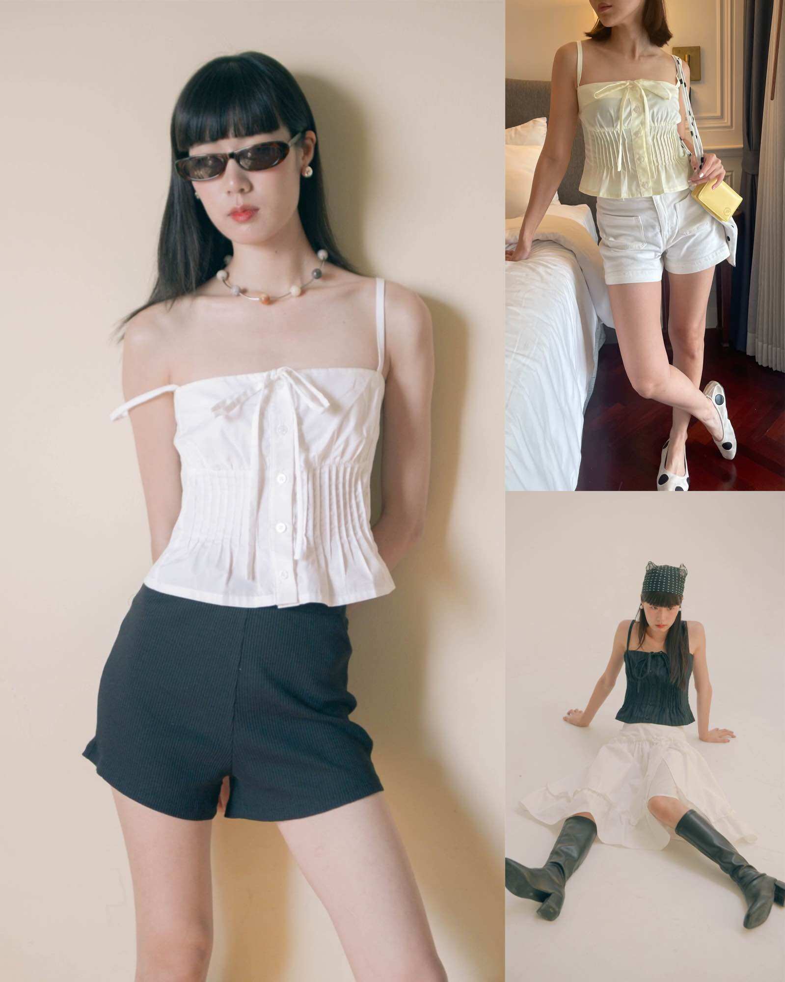 Gigi Tank Top, Single-Breasted Tank Top with Pleated Ruffles at the Back, Highestjump, Ready for Immediate Delivery. ราคา 1,290 บาท*ส่งฟรี