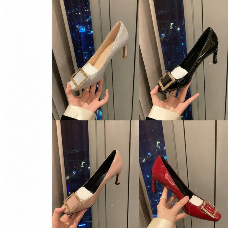 Buckle Patent Leather High Heel Shoes For Women ราคา 3,090 บาท*ส่งฟรี