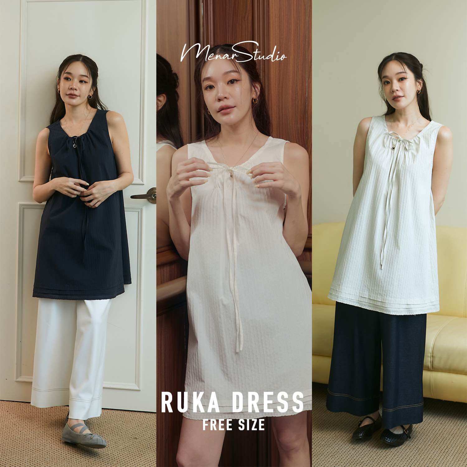 [RUKA DRESS] น้องคือความ 2 in 1 จะใส่เป็นเดรสตัวสั้น หรือ เสื้อตัวยาวก็ไม่ติด สามารถไปใส่คู่กับขายาวก็น่ารักก ราคา 890 บาท*ส่งฟรี