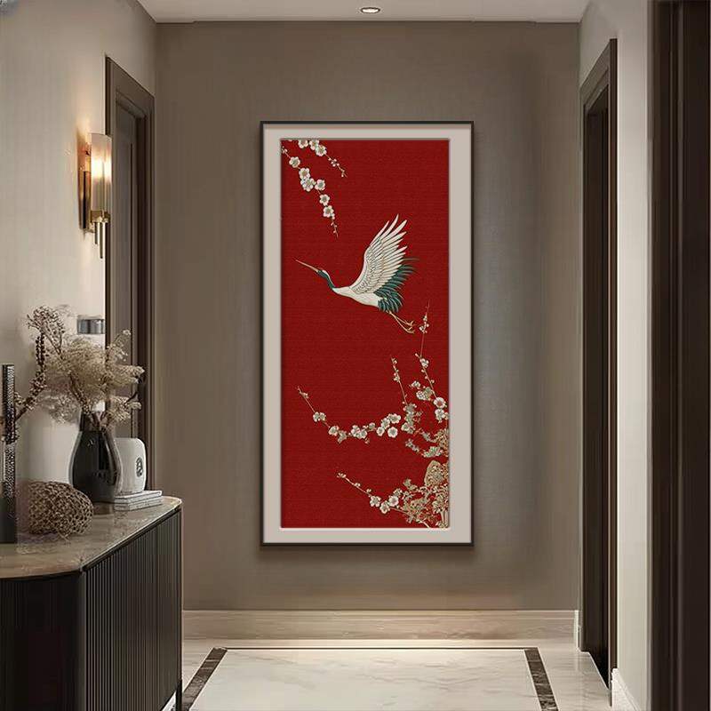 YIBIYIHUA | New Chinese Style 'White Plum Blossom and Auspicious Cranes' Entryway Decorative Wall Art ราคา 4,319 บาท*ส่งฟรี