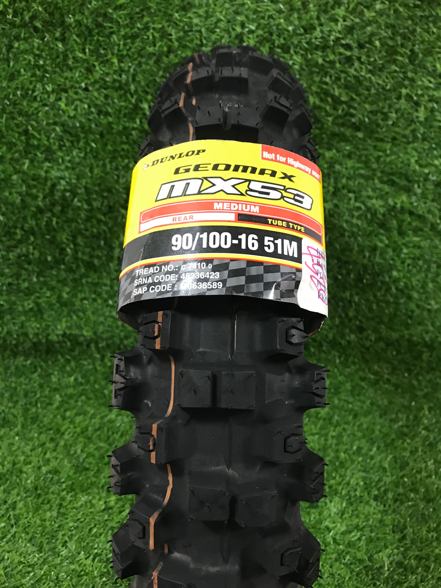 ยางมอเตอร์วิบาก Dunlop GEOMAX MX53 ขนาด90/100-16 51M (hard/medium)