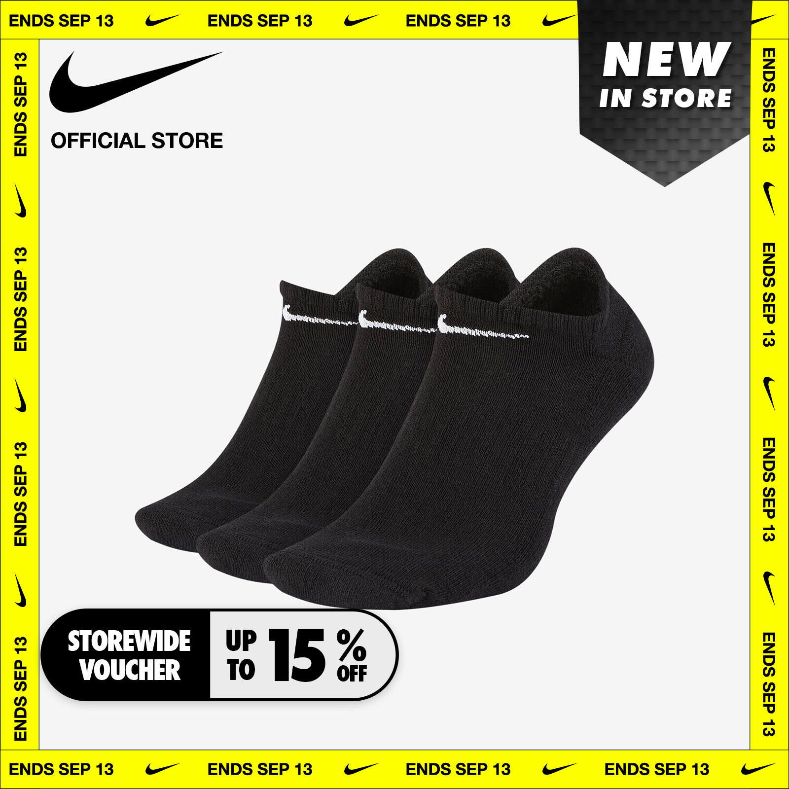 Nike Unisex Everyday Cushioned Training No-Show Socks (3 Pairs) - Black ไนกี้ ถุงเท้าเทรนนิ่งยูนิเซ็กส์แบบซ่อน เอเวอรี่เดย์ คูชั่น (3 คู่) - สีดำ ราคา 600 บาท*ส่งฟรี