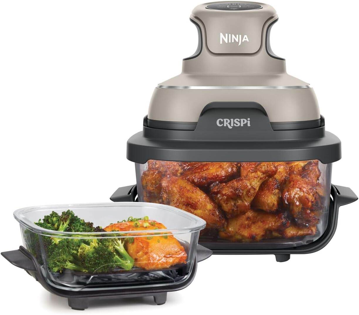 Ninja CRISPi Portable Air Fryer, 3.8L & 1.4L [4-in-1: Air Fry, Roast, Keep Warm, Recrisp] Space Saving Compact Design, 2x Removable Glass Containers & Lids, 6 Portions, 1700W (Random color, imported from Europe) ราคา 24,900 บาท*ส่งฟรี