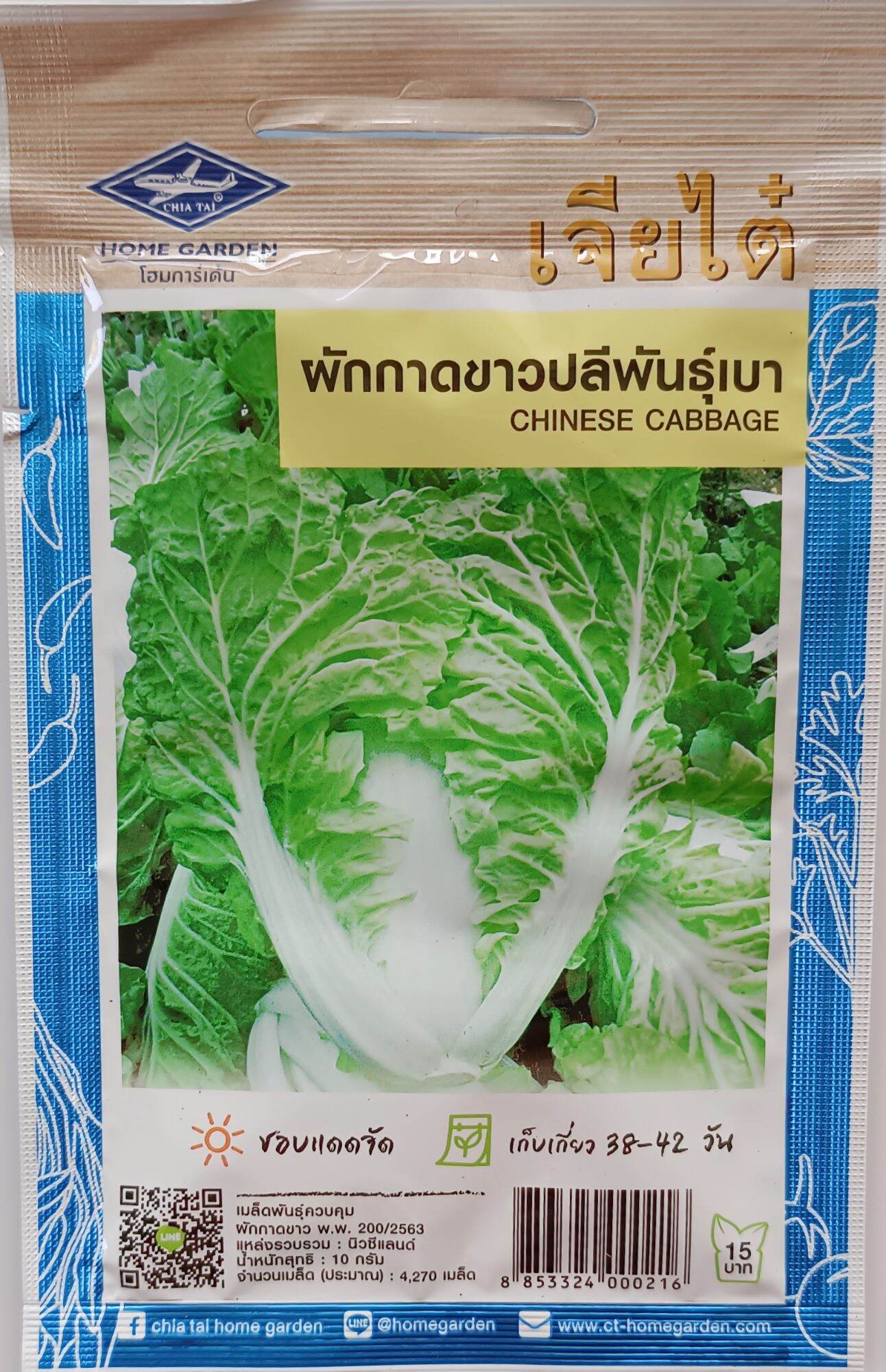 เมล็ดพันธุ์ ผักกาดขาวปลี พันธุ์เบา 10 กรัม Chinese cabbage ผักกาดขาวปลี