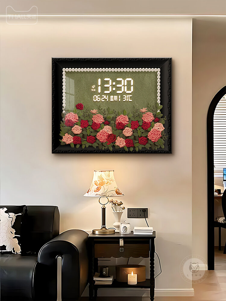 LTNS | Vintage Style Decorative Wall Clock with Perpetual Calendar Digital Display Rose Design ราคา 1,601 บาท*ส่งฟรี