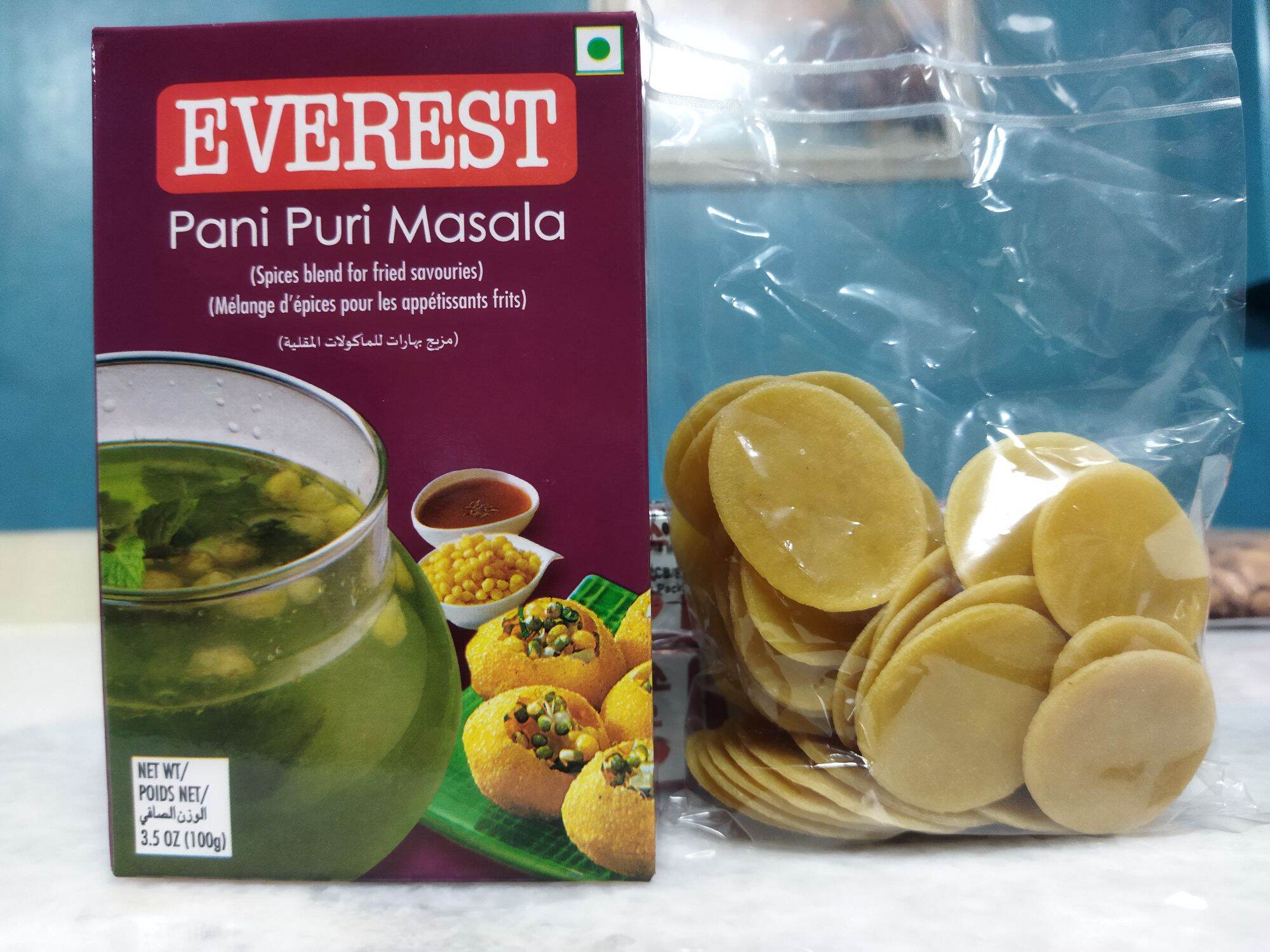 แผ่นแป้งปานีปูรีสำเร็จรูป 100g +ปานีปูรีมาซาล่า 100g (Panipuri 100g +Panipurimasala 100g)