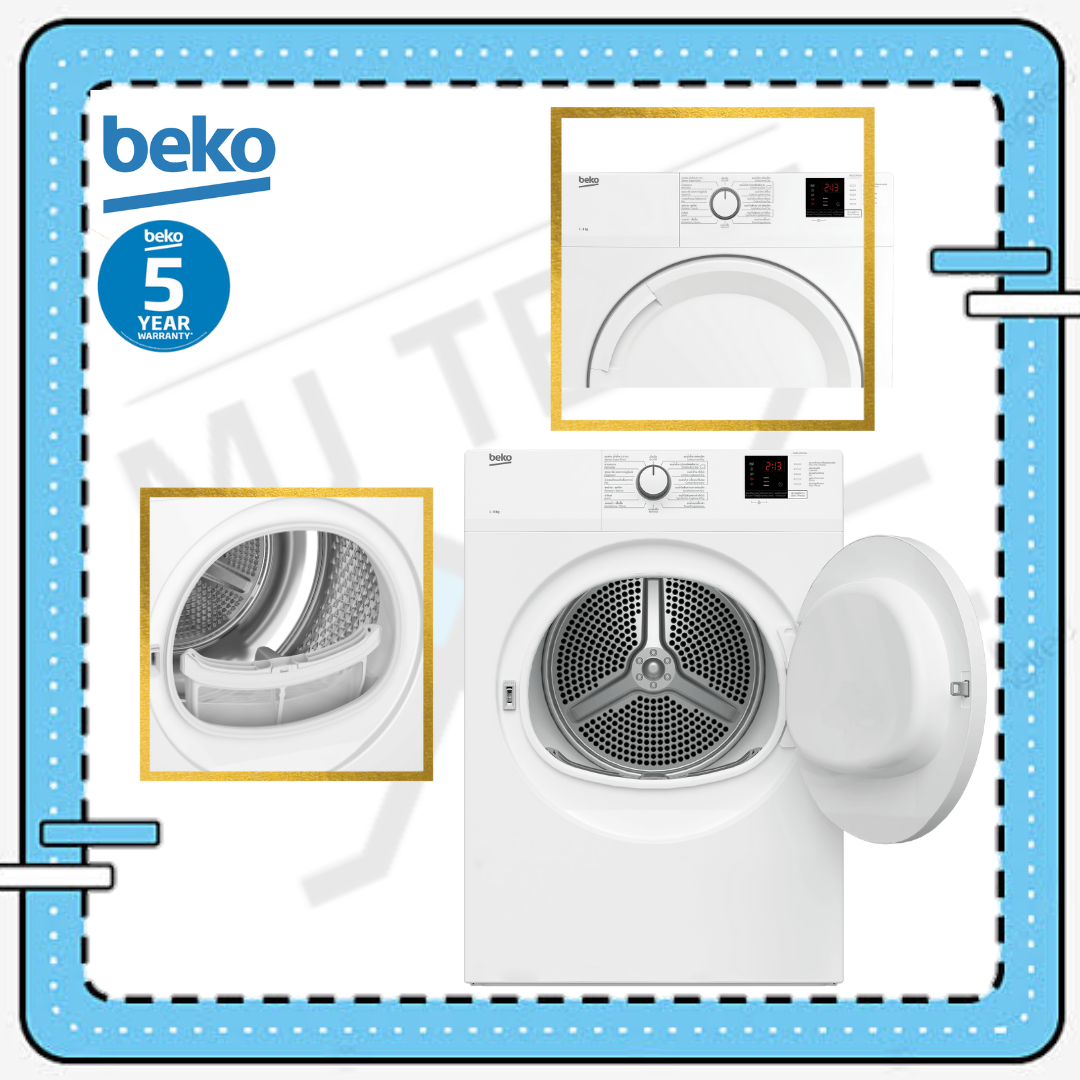 BEKO เครื่องอบผ้า ระบบระบายลมร้อน (ความจุ 8 กก.) พร้อมฐานรองเครื่อง รุ่น DA8112PX0W ** ส่งฟรี **