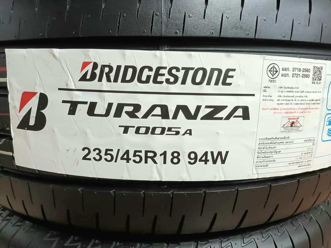 ยางใหม่ค้างปี 235/45R18 Bridgestone Turanza T005A ปลายปี 2021  พร้อมจุ๊บลมแปซิฟิก 2 ตัว จัดส่งฟรีมีเก็บเงินปลายทาง - เมย์ล้อติดรถ -  Thaipick