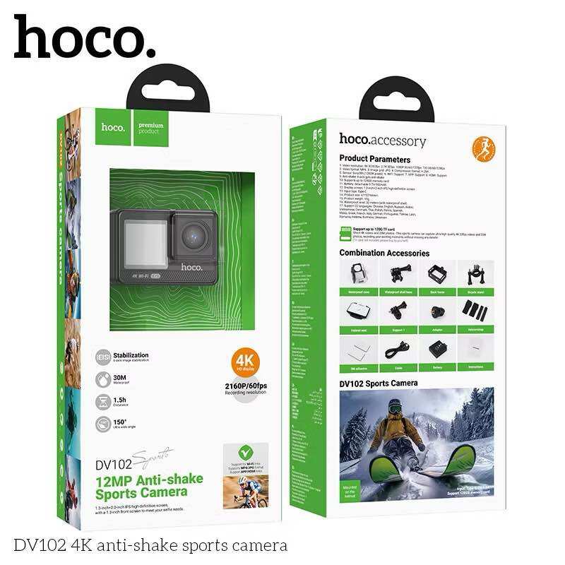 SYHOCO DV102 กล้องแอคชั่น Sports camera คุณภาพ 2160P/60fps กล้องกันน้ำลึก 30 เมตร เลนส์กว้าง 150 องศา ราคา 2,090 บาท*ส่งฟรี
