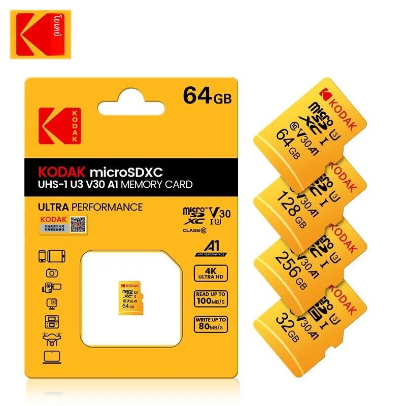 Kodak การ์ด Micro SD ขนาดเล็ก Class10 32GB 64GB 128GB 256GB ความเร็วสูงเขียนได้ความเข้ากันได้สูงสุดกล้องโทรศัพท์การ์ดหน่วยความจำ ราคา 111 บาท*ส่งฟรี