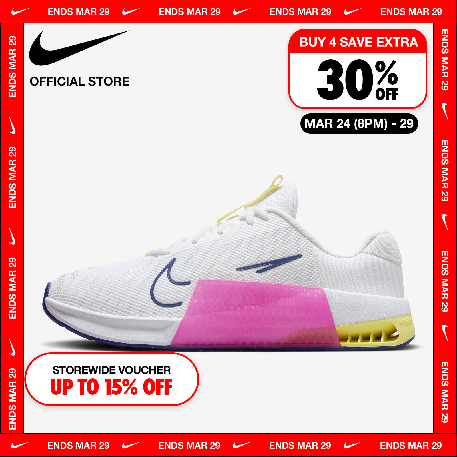 Nike Men's Metcon 9 Shoes - White ราคา 5,400 บาท*ส่งฟรี