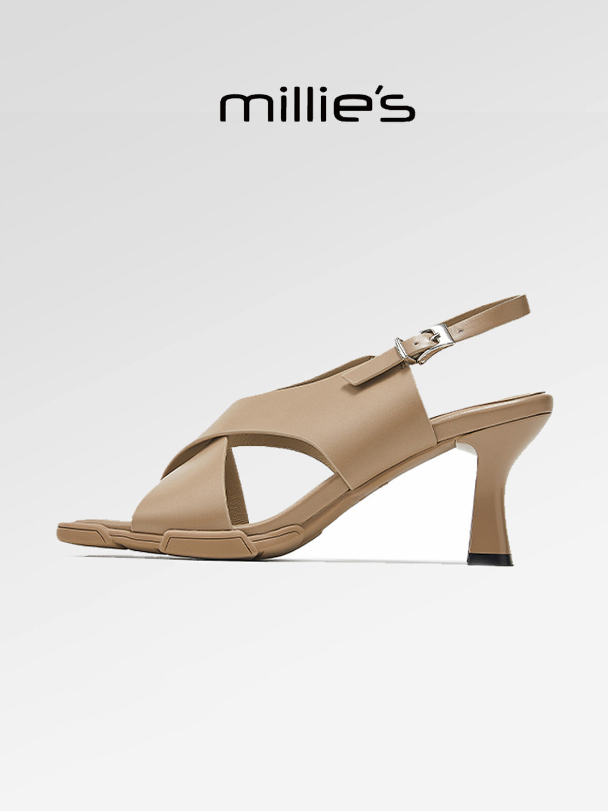 MILLIE'S | Retro Open Toe High Heel Shoes Beige ราคา 3,672 บาท*ส่งฟรี