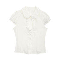 Weekend hub | เสื้อแขนสั้นดีไซน์ลูกไม้ปักลายและลายเจาะ