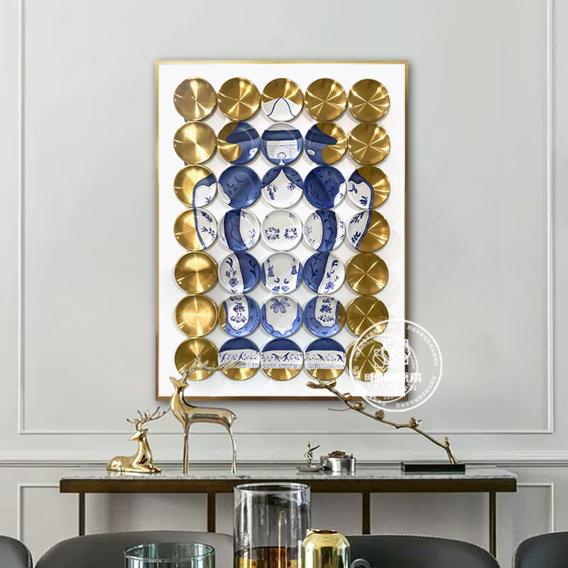 YUSAN | Modern 3D Hand-painted Blue-and-white Metal Disk Wall Art ราคา 10,844 บาท*ส่งฟรี