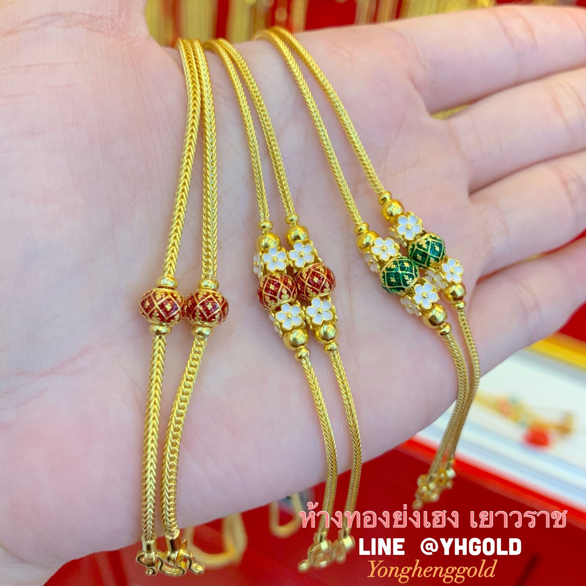 สร้อยคอทอง2สลึง YHGOLD งานลงยาคละแบบ ทองคำแท้96.5% ทักแชทเลือกลายได้ค่ะ