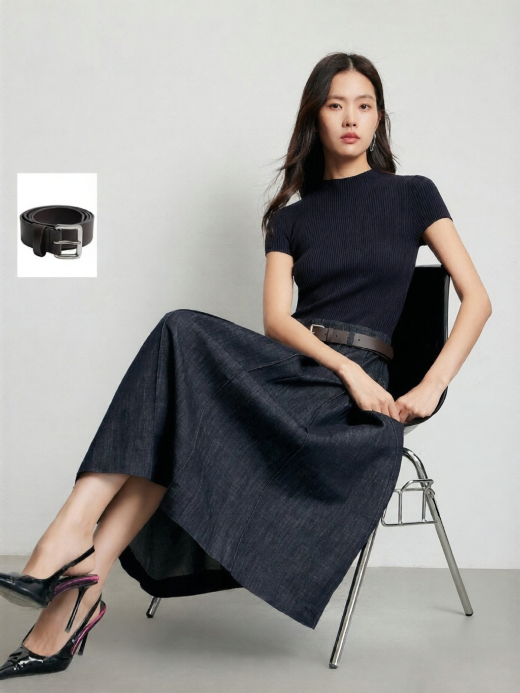 Vero Moda | Autumn New Style High Collar Waist Belted Patchwork Dress ราคา 5,855 บาท*ส่งฟรี