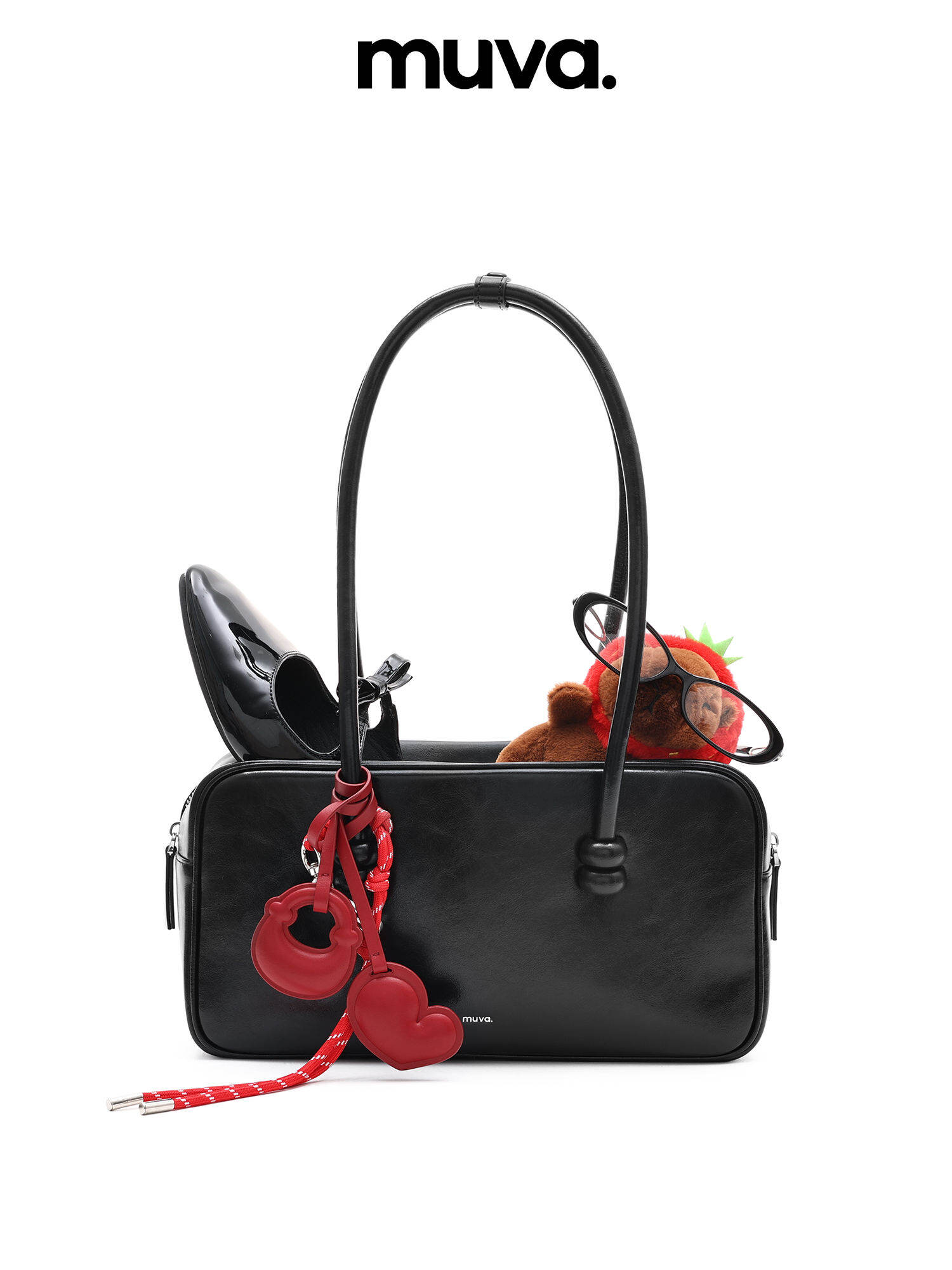 muva|Cute Heart-shaped Beaded Bag Pendant