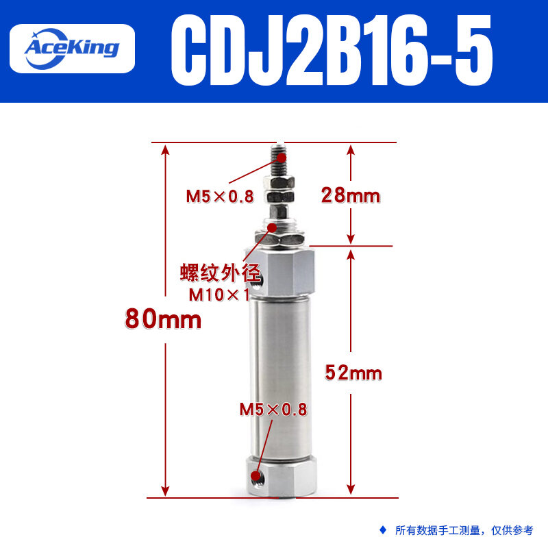 กระบอกสูบมินิสแตนเลส Cdj2b16/10-15-20-25-30-40-50-75-100-125-150-175 ...