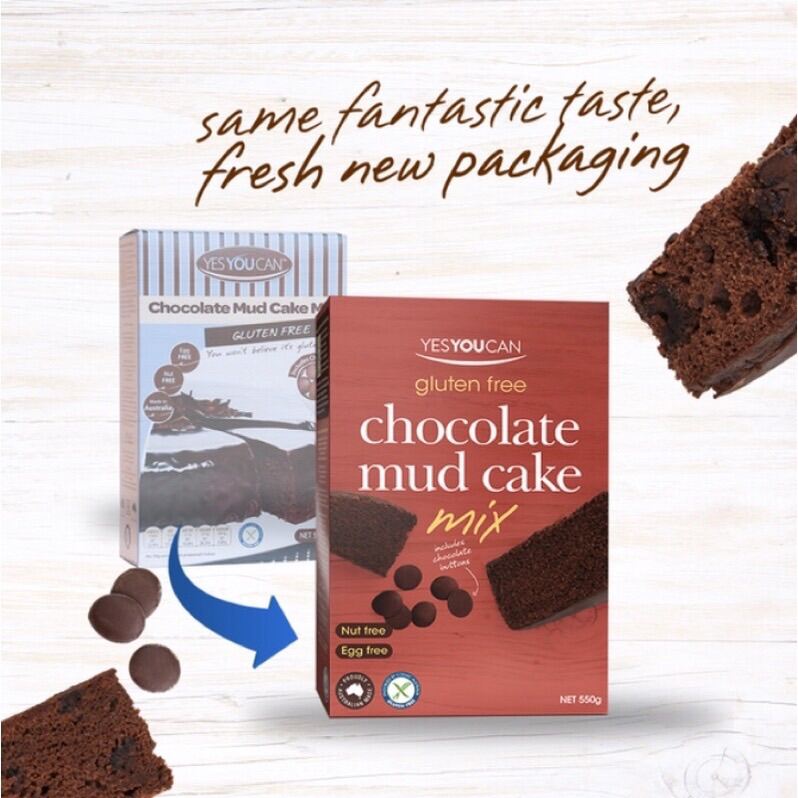 Chocolate Mud Cake  Mix Gluten Free 550g. YesYouCan แป้งเค้กช๊อคโกแลตสำเร็จรูป ปราศจากกลูเต็น