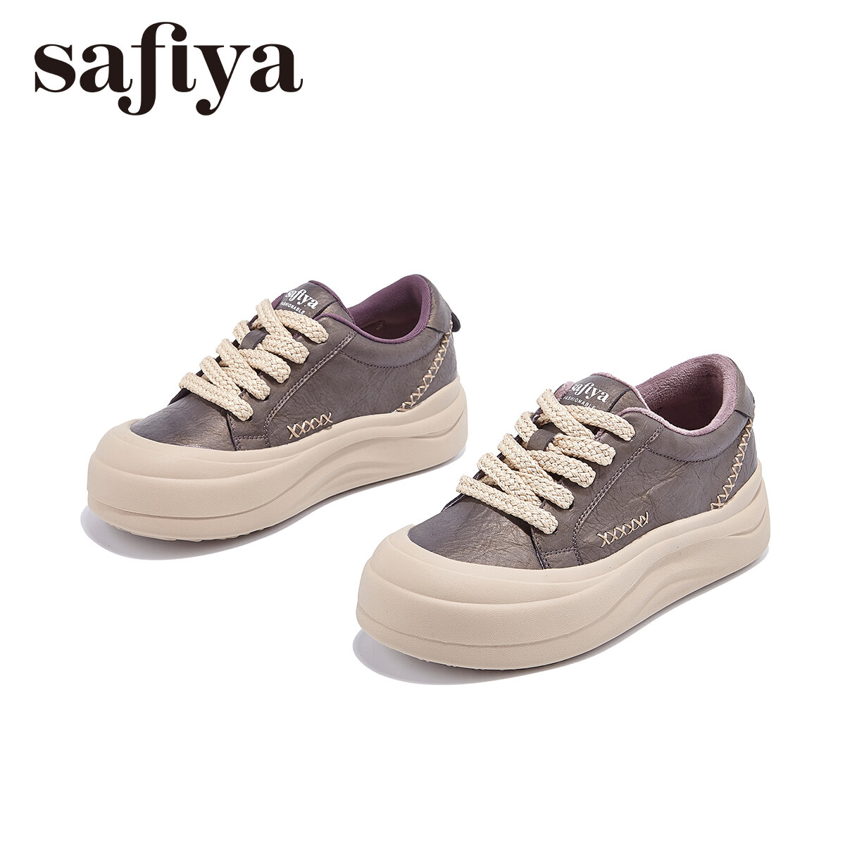 Safiya | Comfortable Lightweight Fashionable Casual Women's Shoes Leather Thick Sole ราคา 3,899 บาท*ส่งฟรี