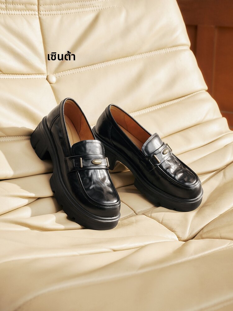 SENDA | Heel-increasing Soft Sole Leather Oxford Style Black Women's Shoe ราคา 3,776 บาท*ส่งฟรี