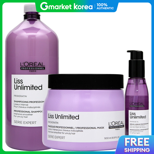 L'Oréal | L'Oréal Seriox Expert Liss Unlimited 3-Piece Set (1500Ml+500Ml+125Ml) + Shampoo Pump Set for Curly ราคา 3,711 บาท*ส่งฟรี
