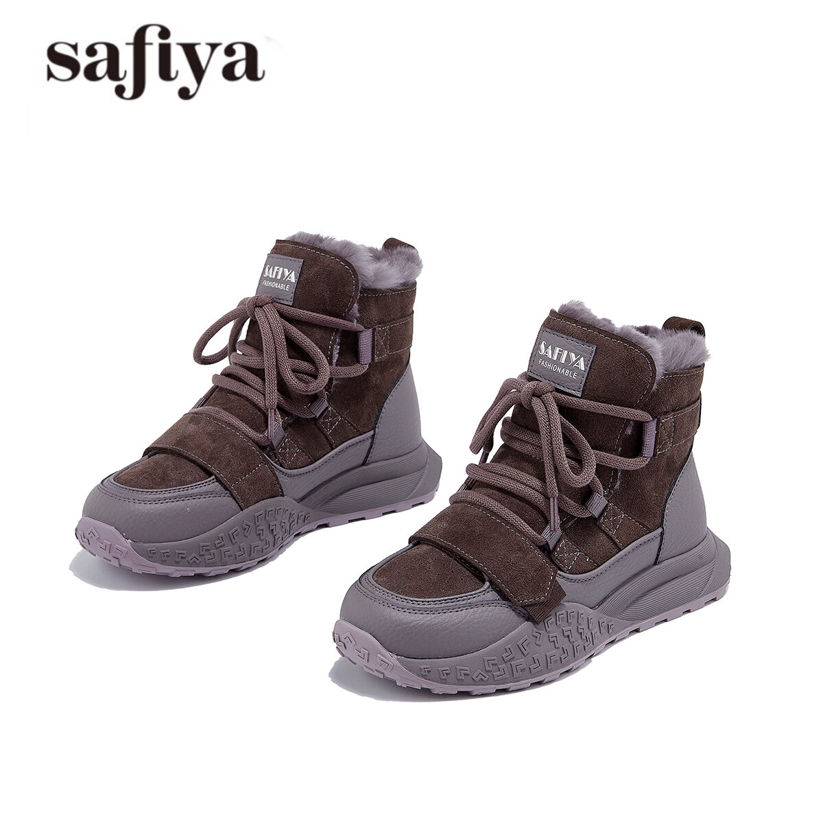 Safiya | Warm Anti-Cold Faux Fur Leather Women's Short Boots ราคา 3,896 บาท*ส่งฟรี