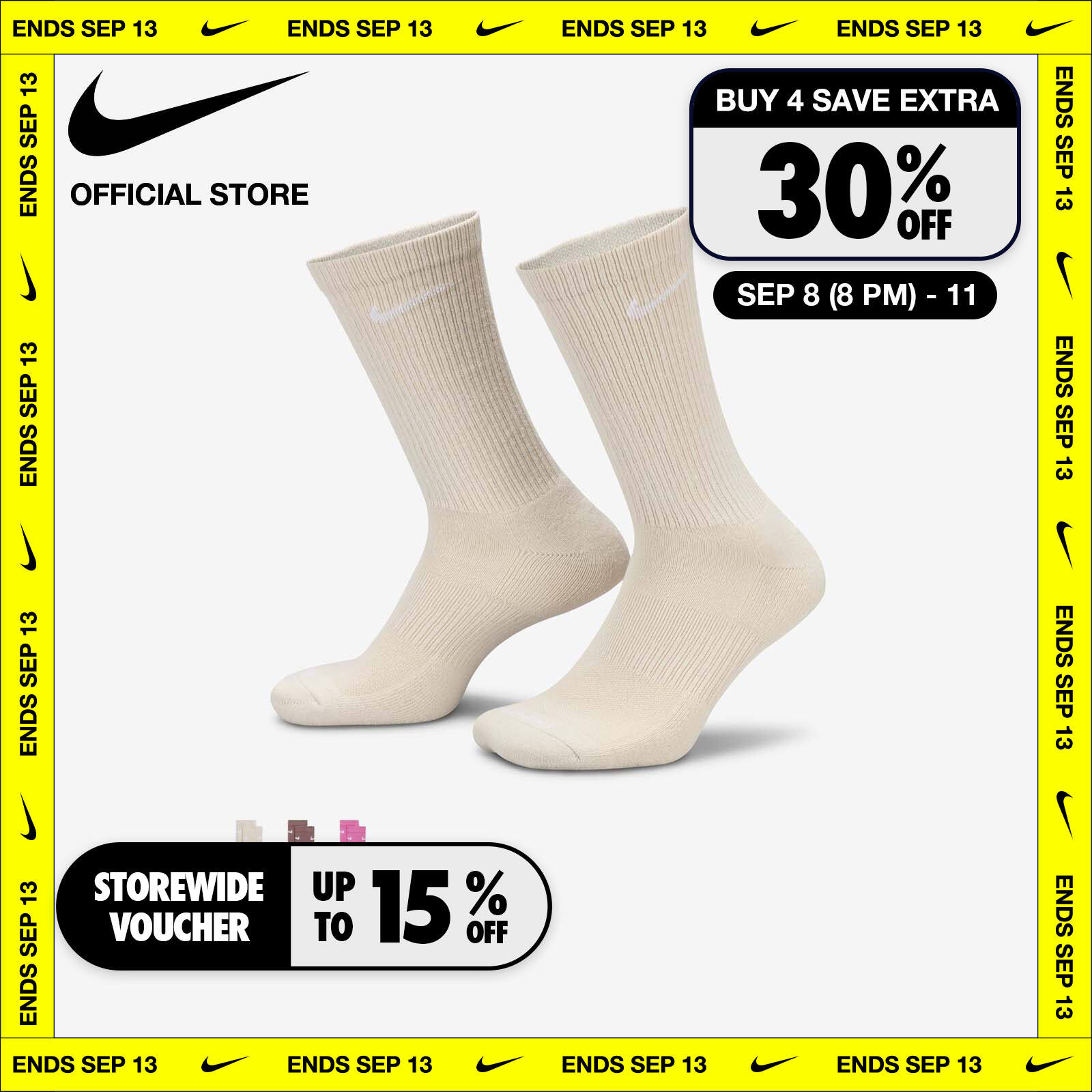 Nike Adult Unisex Everyday Plus Cushioned Training Crew Socks (3 Pairs) Socks - Multi-Color ไนกี้ ถุงเท้าเทรนนิ่งข้อยาว Everyday Plus Cushioned (3 คู่) - หลายสี ราคา 600 บาท*ส่งฟรี