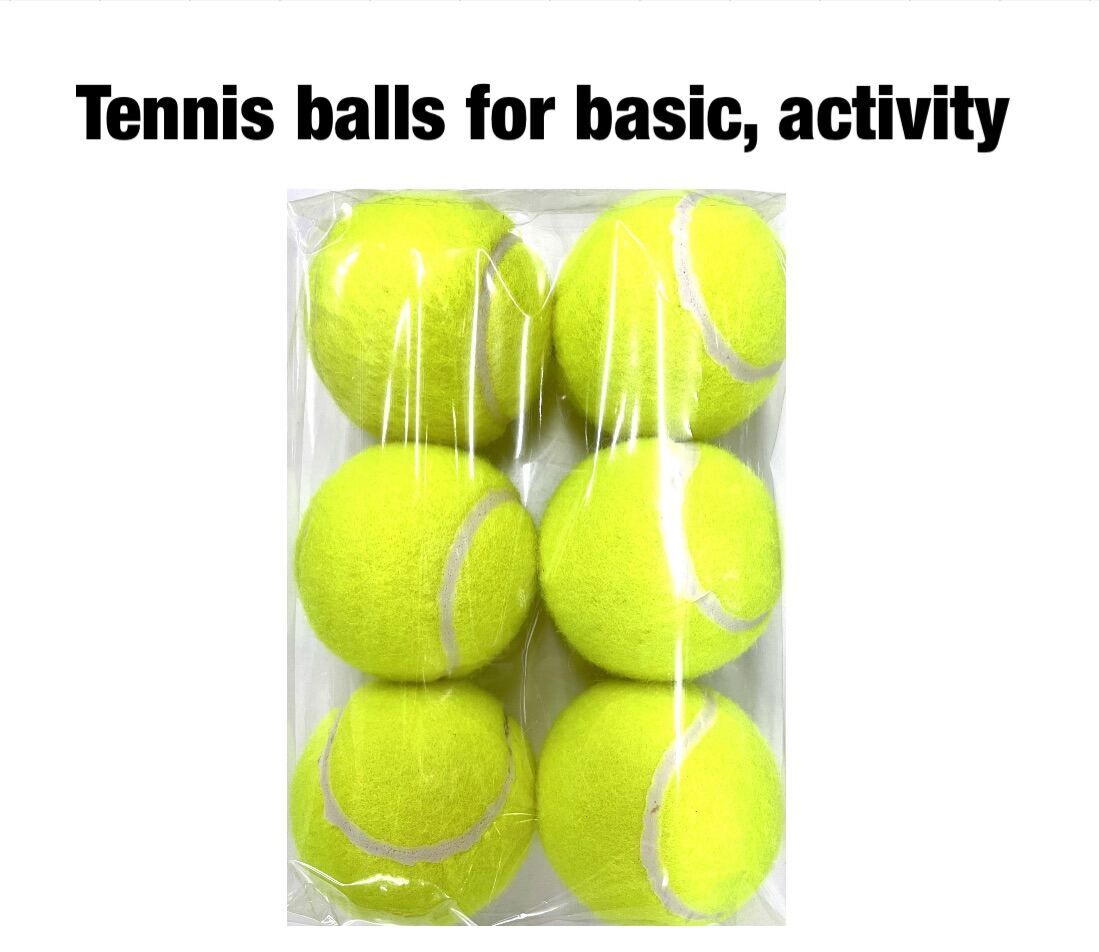 Tennis balls  1 pack (6 balls) ลูกเทนนิสซ้อม คุณภาพดีเหมาะสำหรับผู้ฝึกหัดเล่น ออกกำลังกาย ใช้ทำกิจกรรมต่างๆ Tennis ball 1pack(6 tennis balls)