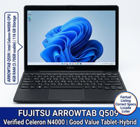 Fujitsu ARROWTAB Q509 แท็บเล็ตไฮบริด 2-in-1 (Intel Celeron N4000 / RAM 4GB / SSD 116GB) พร้อมคีย์บอร์ด
