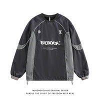 WUKONGYOUHUO | ฮู้ดดี้กันน้ำ สีบล็อก อเมริกัน ใส่สบายหลวม