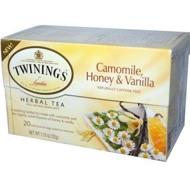 ♦️พร้อมส่ง♦️ ชา Twinings, Herbal Tea, Camomile, Honey & Vanilla, Caffeine Free, 20 Individual Tea Ba